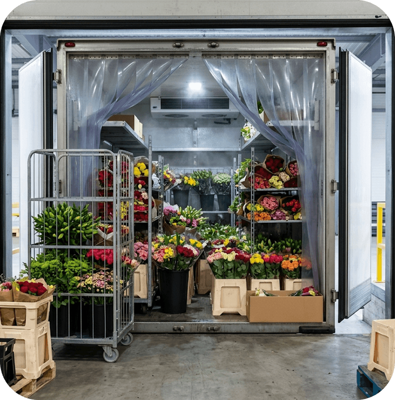 Temperature-controlled logistics for flower and floral delivery