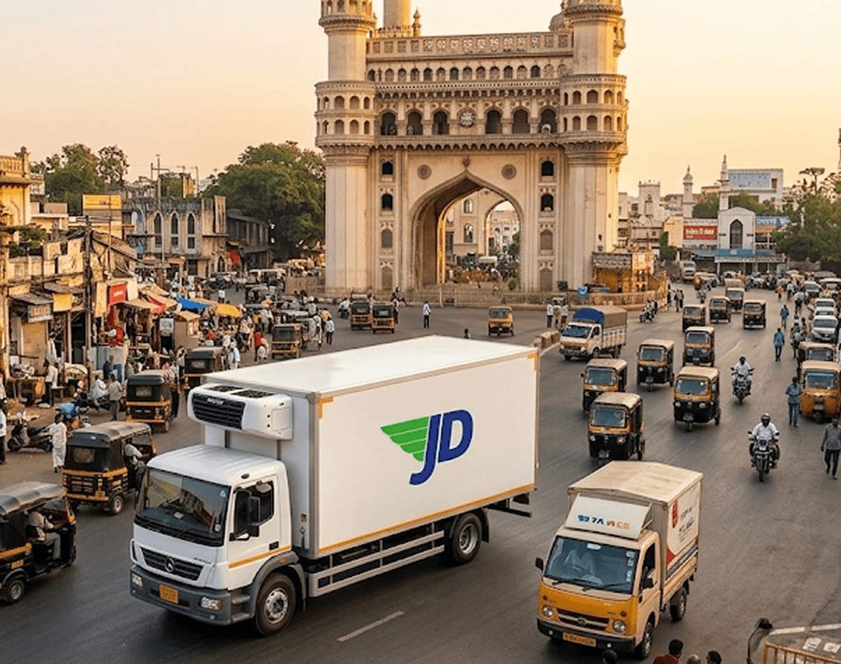 Just Deliveries temperature-controlled logistics truck for cold chain logistics in Hyderabad