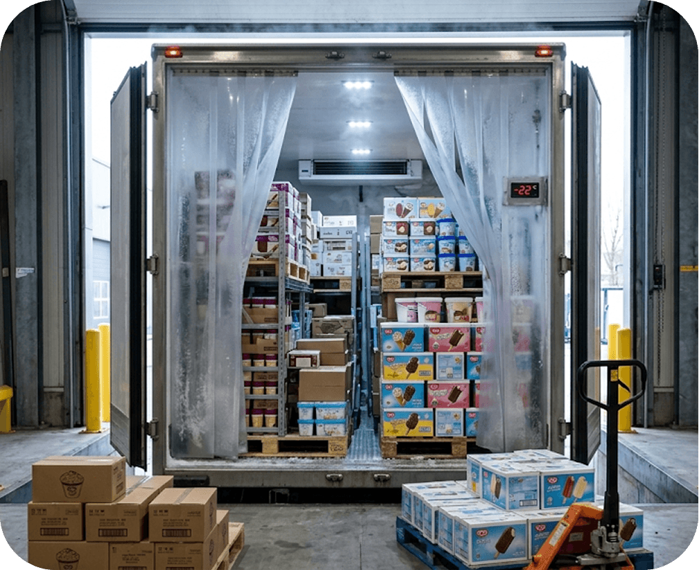 Temperature-controlled logistics truck for ice cream and frozen product delivery