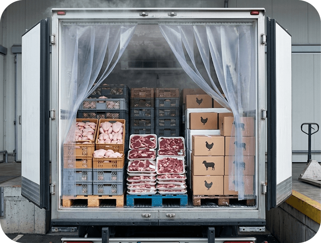 Temperature-controlled logistics truck for meat and poultry delivery